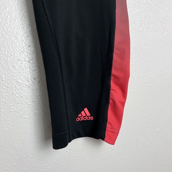 Adidas Leggings Women Medium Black Ombre Side Trim Cropped Activewear Bottoms - Picture 6 of 12